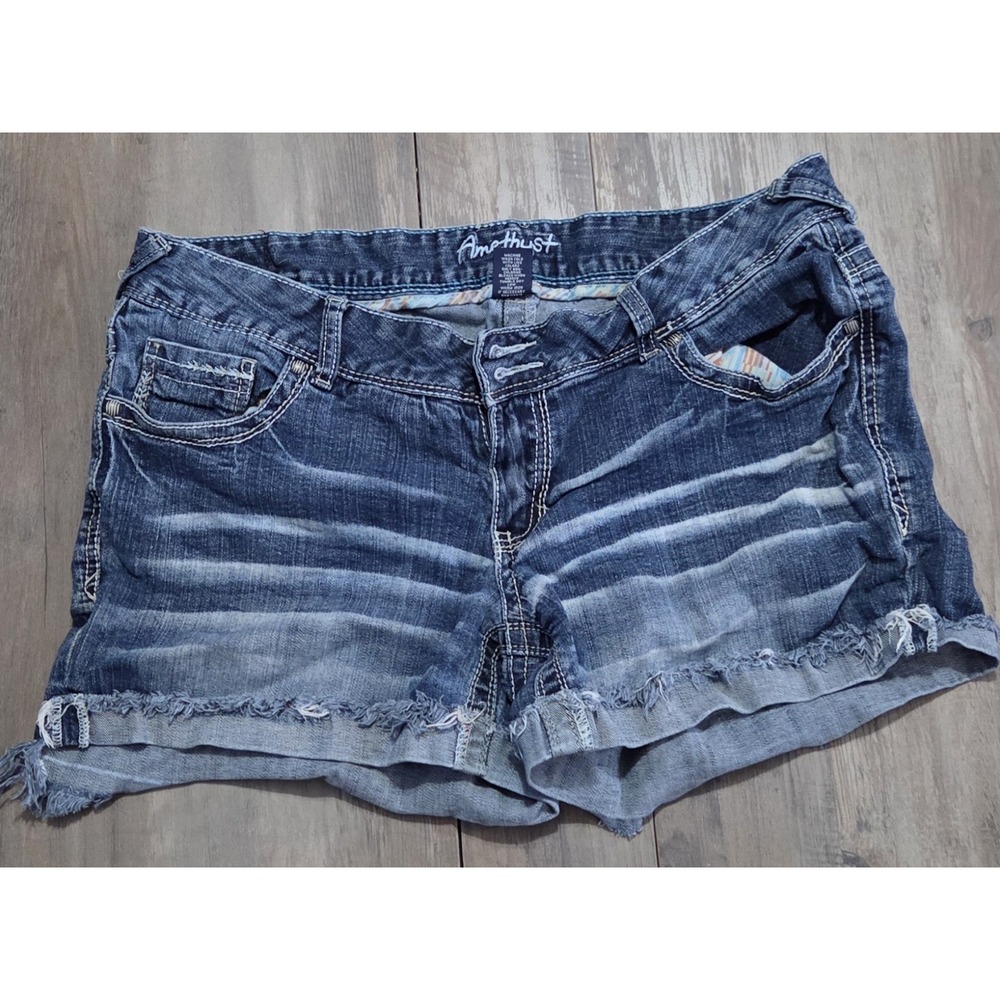 Amethyst Cuffed Blue Denim Shorts Women Size 14